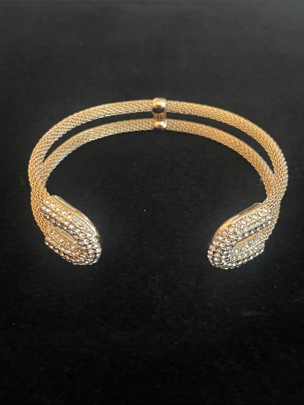 BOMB PARTY mesh Shiny gold-tone open cuff bracelet. Polished finish. NWOT